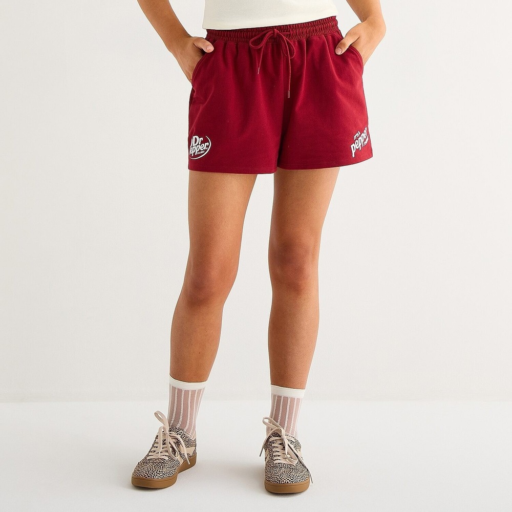 MSRP $34 Dr Pepper Womens Juniors XXL Red Mid Rise Pull-On Shorts Stretch Fabric